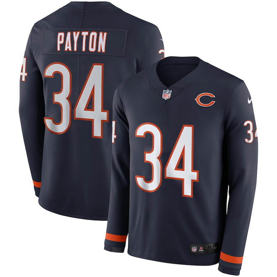 Men Chicago Bears #34 Payton blue  Limited NFL Nike Therma Long Sleeve Jersey->women nfl jersey->Women Jersey